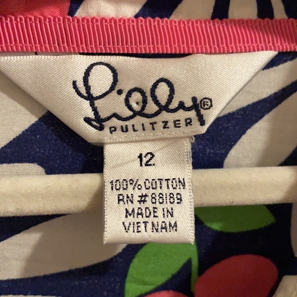 LILLY PULITZER VINTAGE RETRO FLORAL PRINT BUTTON UP 3/4 SLEEVE SHIRT SIZE 12 - Picture 3 of 7